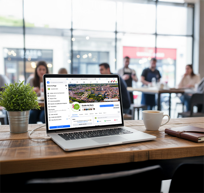 Social Media Travel Guide on computer